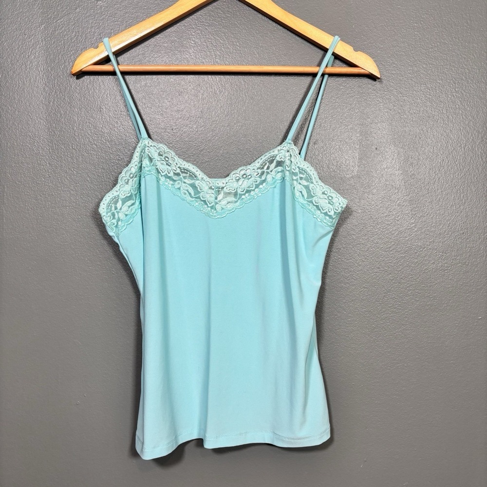 Vintage Y2K Lace Trim Cami Womens Medium 90s Layering Carducci USA Made Coquette